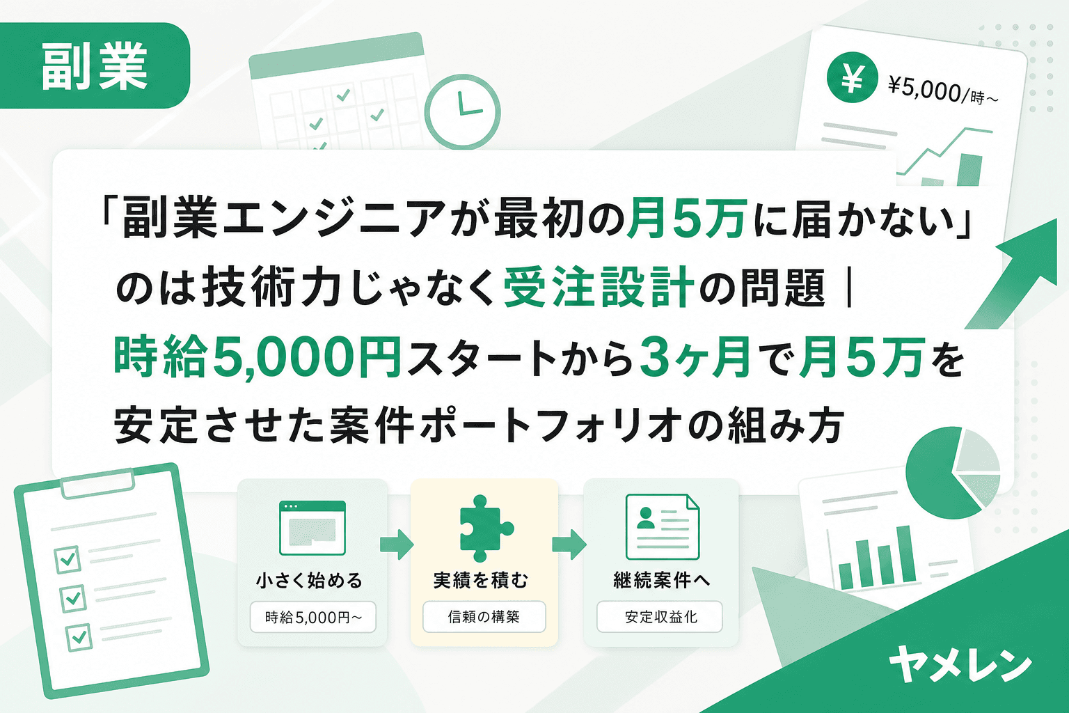 「副業エンジニアが最初の月5万に届かない」のは技術力じゃなく受注設計の問題|時給5,000円スタートから3ヶ月で月5万を安定させた案件ポートフォリオの組み方