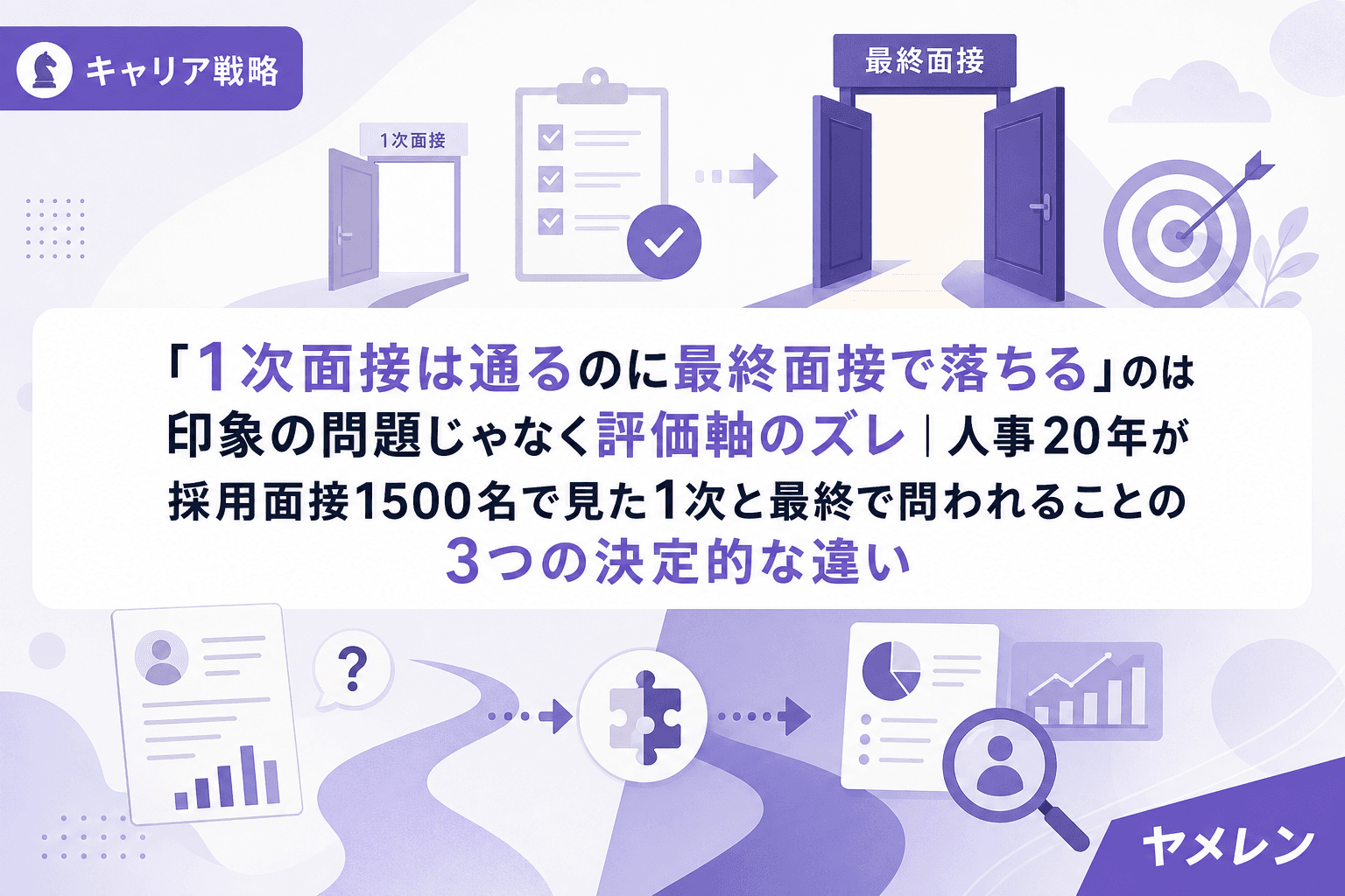 「1次面接は通るのに最終面接で落ちる」のは印象の問題じゃなく評価軸のズレ|人事20年が採用面接1500名で見た1次と最終で問われることの3つの決定的な違い