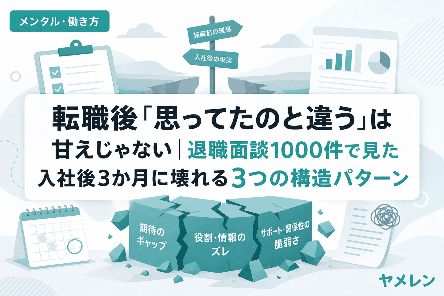 転職後「思ってたのと違う」は甘えじゃない|退職面談1000件で見た入社後3か月に壊れる3つの構造パターン